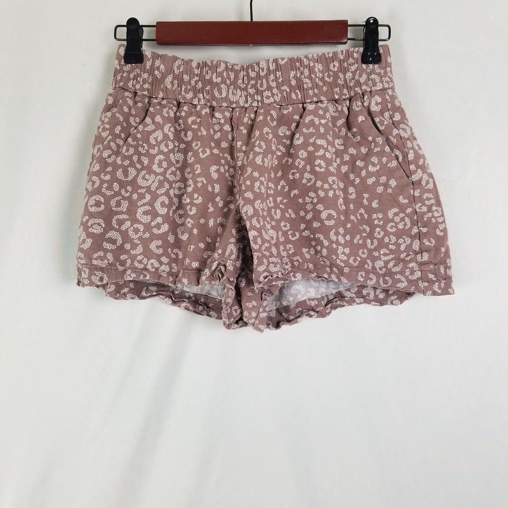 A New Day Shorts Womens XS Brown Linen Blend Mid Rise Stretch Waist Casual